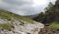 Fault plane with dry streambed